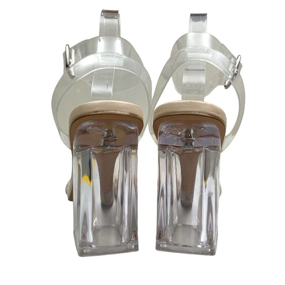 Steve Madden Hundred Sandals‎ Ankle Strap Clear Block Heel Women Size 9M - Picture 3 of 11